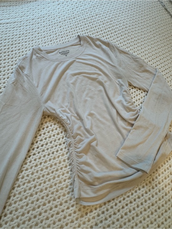 Athleta Tops - Athleta White Side-Ruched Long Sleeve Tee